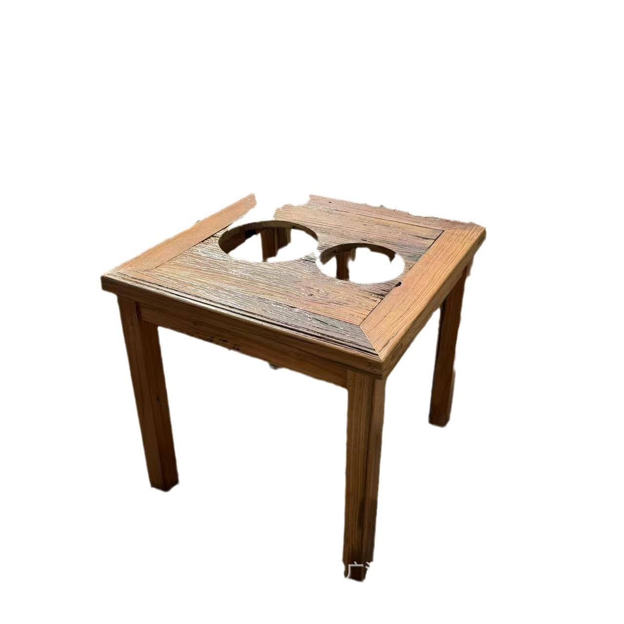 老榆木实木八仙桌茶桌复古四方桌椅民宿家用茶桌劈柴院饭桌方餐桌 - 图3