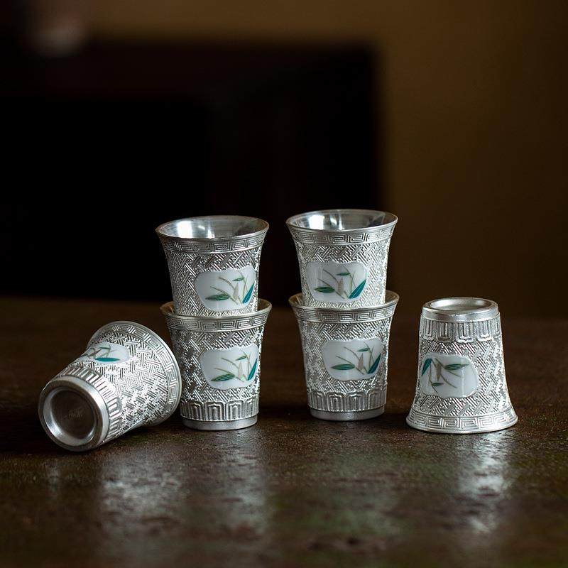 鎏银开窗茶杯个人专用鎏银杯中式复古陶瓷品茗杯主人杯单杯盏杯,淘宝优惠券,粉丝福利购,淘宝优惠卷