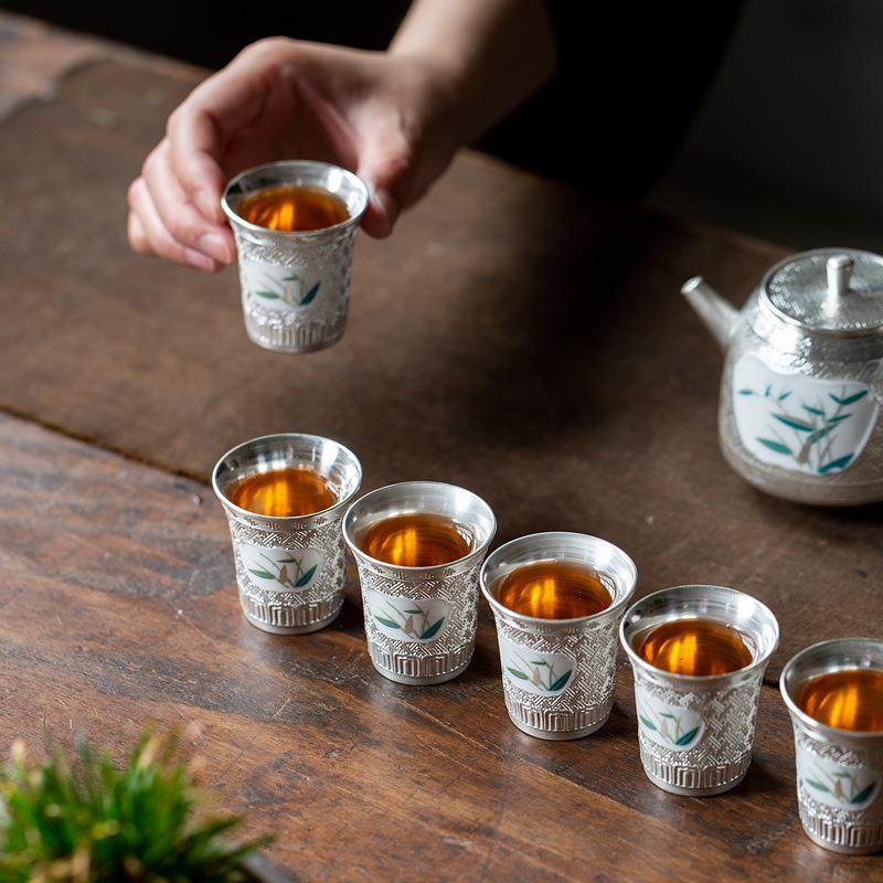 鎏银开窗茶杯个人专用鎏银杯中式复古陶瓷品茗杯主人杯单杯盏杯,淘宝优惠券,粉丝福利购,淘宝优惠卷