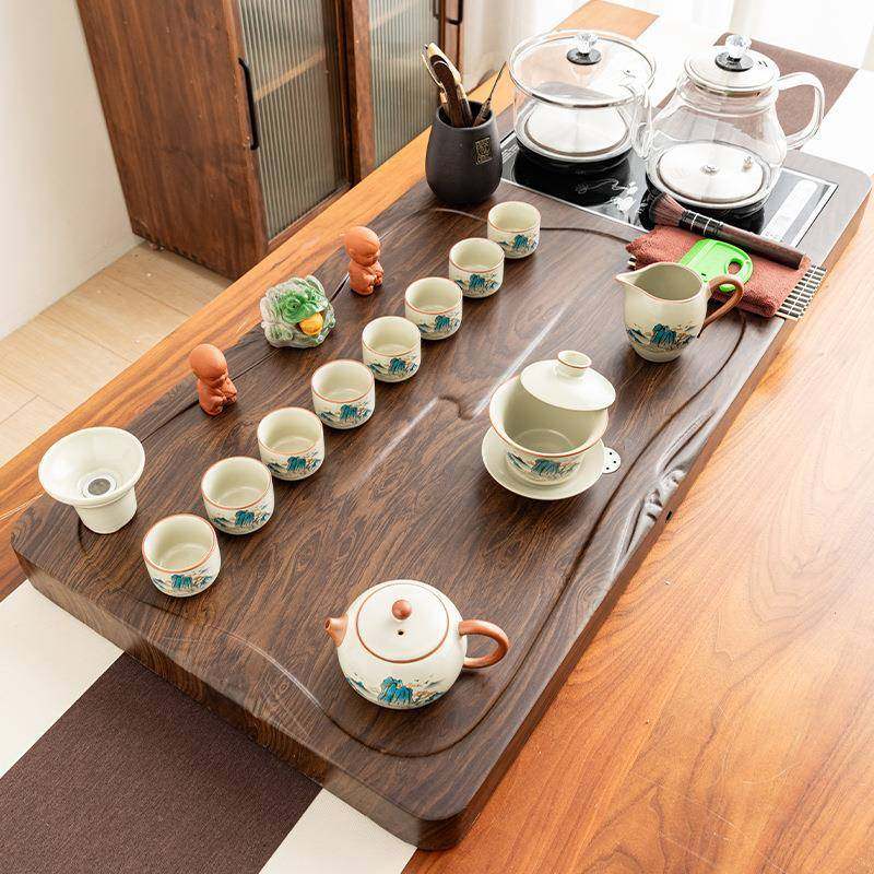 【折扣价】茶具套装全自动一体烧水壶茶盘高档陶瓷汝窑功夫泡茶盖,淘宝优惠券,粉丝福利购,淘宝优惠卷