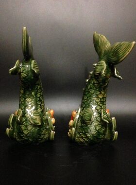 石湾公仔陶瓷鳌鱼摆件玄关阳台屋檐家居摆设动物龙鱼装饰工艺礼品