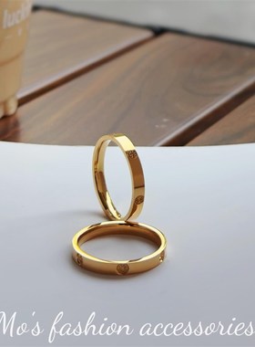 不掉色轻奢高级感米字s戒指简约大气百搭素圈戒指A401