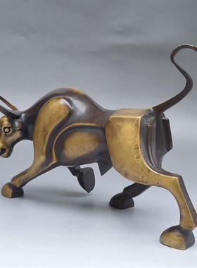 全铜华尔街铜g牛纯铜招财旺市牛办公室桌面事业牛客厅装饰工艺摆
