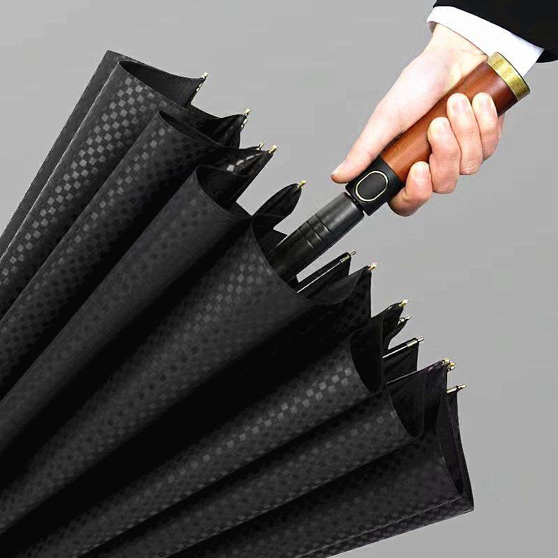 德国高档男士商务长柄雨伞复古木柄加固16骨防风120cm直柄抗风暴,淘宝优惠券,粉丝福利购,淘宝优惠卷