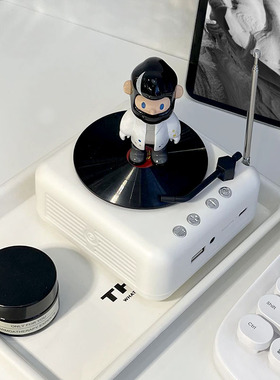 复古蓝牙音响黑胶唱片可爱迷你音箱摆件创意礼物cd播放机便携女生