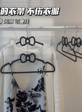 黑色植绒衣架家用挂衣100个整理师专用防滑无痕防肩角不起包衣撑