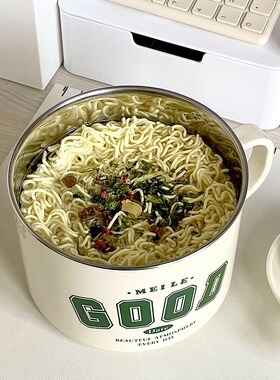 宿舍泡面碗不锈钢带盖学生食堂专用饭碗304大容量打饭个人饭盒碗