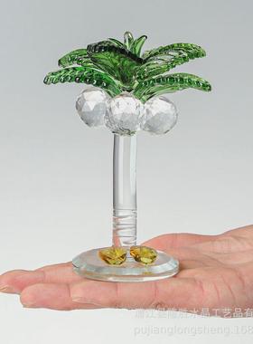 水晶摆件仿真椰子树橱窗展示装饰桌面摆件抖音直播间新品两棵椰树