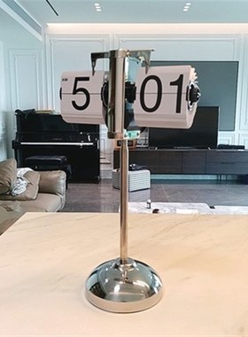 欧式自动a翻页钟表小天平翻牌座钟覆古客厅简约家居摆件王自如同