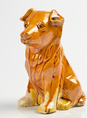 唐陶瓷艺烧狗生肖黄狗泥土制9x3240新中小式彩手三工品创意动物装