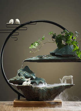 生财创意摆件家居喷泉流水办公室乔迁品招财桌面客厅新居送礼开业