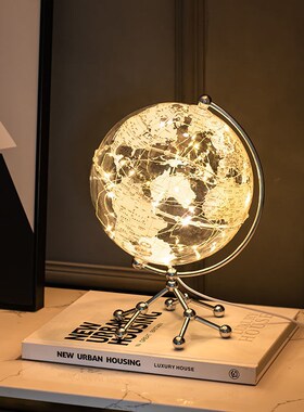 创意透明地球仪摆件轻奢高档客厅电视柜办公室桌面书房家居装饰品