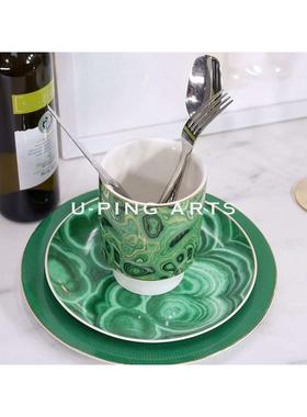 现代样板间简约软装饰品餐碟餐具挂画酒杯厨房桌面家居摆件ZH3054