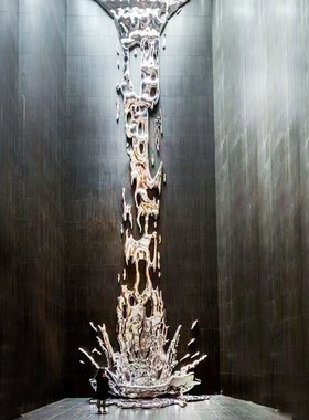 简约玻璃钢大厅景观室内酒店大堂A水滴流水摆件落地工艺品定制玄