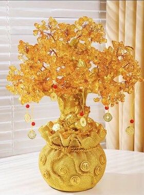 摇钱发财树招财前台乔迁客厅电视柜新年装饰花器新居酒柜