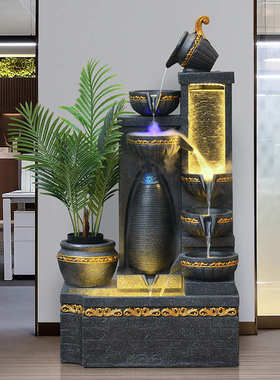 家家水美  创意欧式水幕墙流水喷泉摆件客厅庭院落地鱼池招财景观