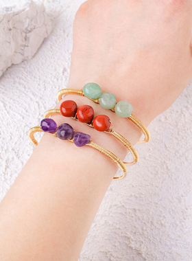 天然水晶滚石手镯手工编织手环