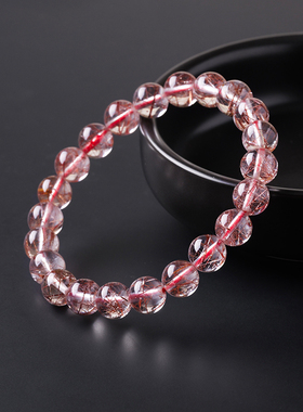 天然水晶玻璃体铜发晶圆珠手串