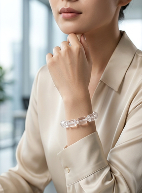 正品天然巴西白水晶双A级女手串