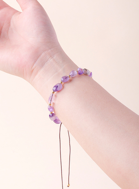 天然水晶滚石多宝手绳金色隔珠