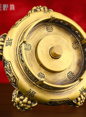 纯黄铜九转乾坤鼎摆件时来运转客厅玄关办公室家居装饰品礼品大号