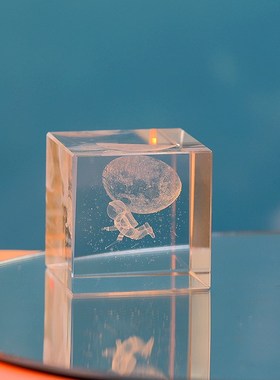 小王子水晶立方体小夜灯摆件治愈520情人节生日礼物送女生女朋友