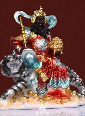 赵公明武财神像汉白玉五路财神佛像赵元帅神像骑虎元帅赵公明摆件