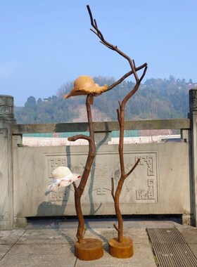 侘寂复古风天然树枝落地灯卧室茶室装饰氛围灯民宿禅意氛围灯中式