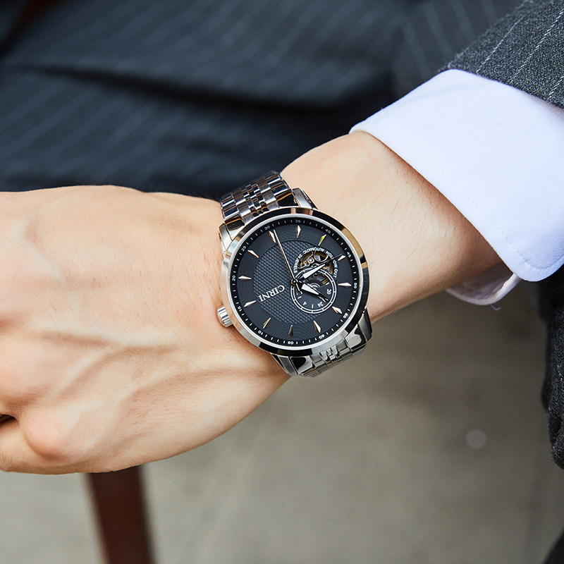 西亚尼男士全自动精钢带防水机械表 cirni西亚尼西时尼国产腕表