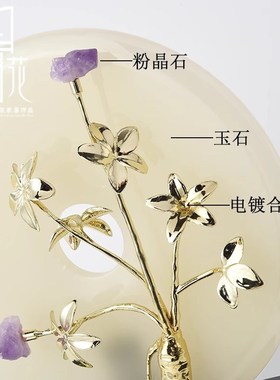 新中式摆件玉石如意平安扣客厅玄关酒柜办公室桌软装饰品乔迁礼物