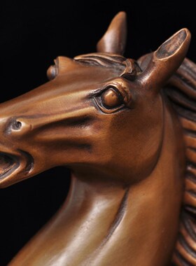 紫铜马到成功招财马摆件前程似锦生肖马家居客厅电视柜玄关装饰品