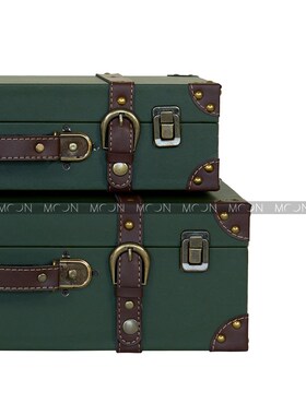 MOON慕空间样板房衣帽间收纳盒摆件皮革行李箱售楼部展厅软装饰品