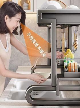 枪灰色水槽置物架厨房水池洗碗碟台面碗盘收纳多功能碗架沥水架