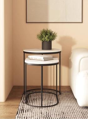 北欧轻奢边几客厅沙发边桌岩板侧边边角柜现代简约角几伸缩小茶几