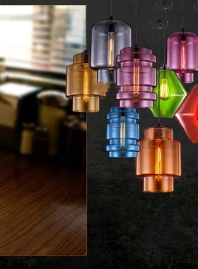 美式乡村现代简约新款玻璃吊灯客厅餐厅吧台个性创意走廊过道吊灯