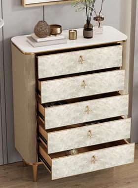 意式轻奢五斗柜卧室高端实木抽屉收纳柜现代简约客厅贝壳抽屉柜子