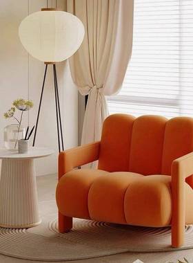 轻奢单人沙发客厅布艺奶油风休闲设计师懒人沙发椅单人椅阳台卧室