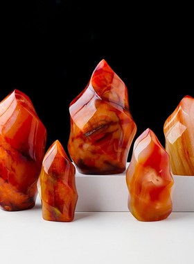 天然红玛瑙火炬雕刻件水晶原石矿石标本欧美万圣节装饰摆件批发