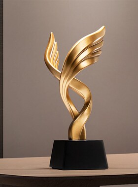 大鹏展翅办公室桌面摆件抽象老鹰公司书柜装饰品金色雕塑艺术摆设