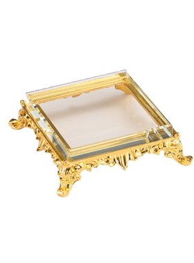 金字塔小摆件底座水晶金属轻奢底座珠宝展示盘矿标手办酒底座装饰