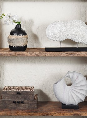 侘寂风摆件装饰民宿酒店中古高级感花器桌面酒店电视柜样板间摆设