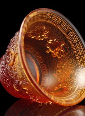 八吉祥7色供碗圣水杯古法琉璃家用佛堂佛前供杯净水杯佛具用品