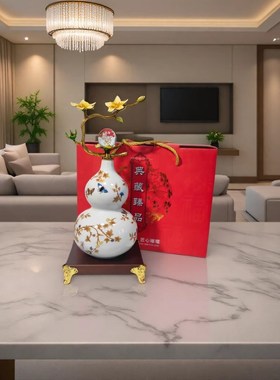 BABUG珐琅彩葫芦摆件客厅酒柜招财镇宅陶瓷工艺品新中式桌面装饰