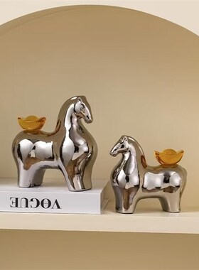 马年马上有钱摆件客厅酒柜轻奢高档高级感玄关装饰品乔迁礼物开业