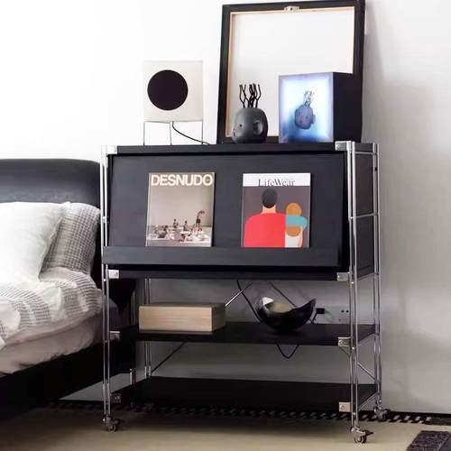 包豪杂志柜客厅收纳边几置物柜家用卧室床头置物架多层落地储物柜 - 图1