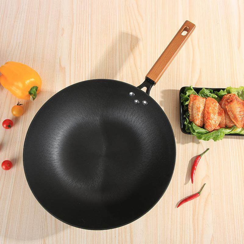 家用无涂层炒菜锅多功能少油烟平底铁锅木柄带耳不粘锅,淘宝优惠券,粉丝福利购,淘宝优惠卷