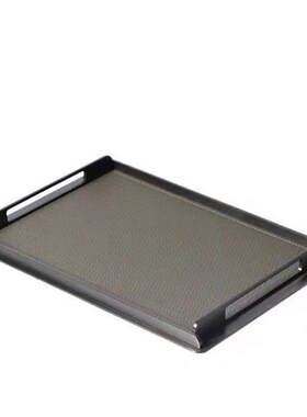 现代轻奢金属马毛长方形创意托盘置物桌面客厅酒店样板间收纳摆件