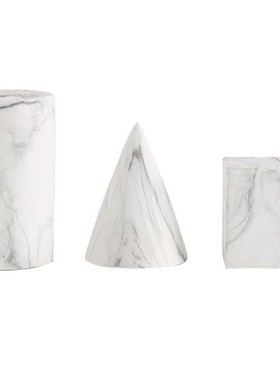 大理石纹几何体摆件陶瓷三角正方圆柱体北欧极简风书柜软装装饰品