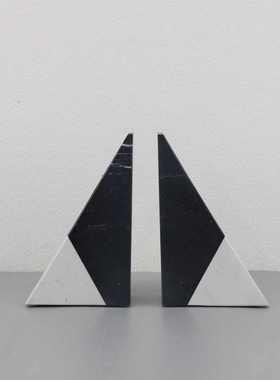 北欧创意三角接拼大理石书档样板间售楼部书架桌面装饰品摆件