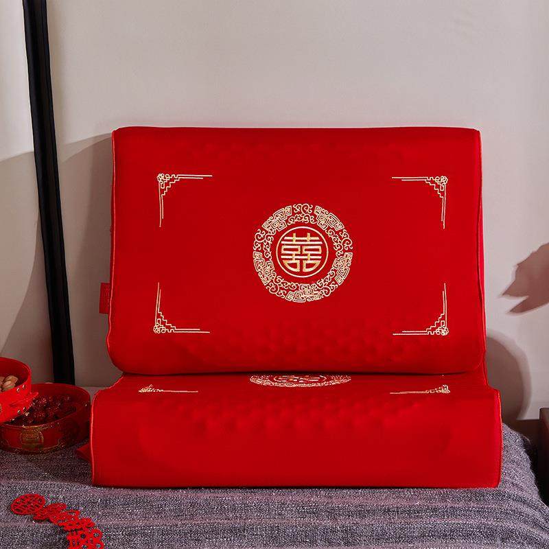 婚庆乳胶枕大红枕芯婚庆枕头纯棉刺绣红色乳胶枕头结婚用枕头,淘宝优惠券,粉丝福利购,淘宝优惠卷